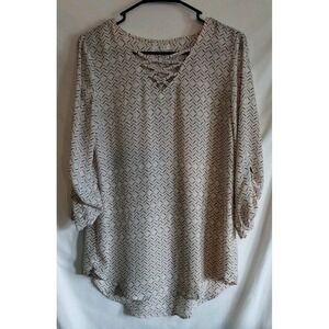 Maurices Roll Tab Sleeve Multi Color Tunic Blouse Size Small